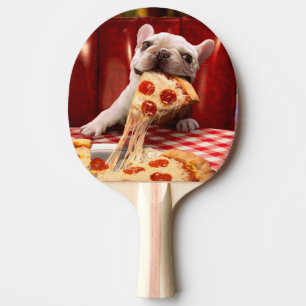 Hunde essen Pizza Slice Tischtennis Schläger
