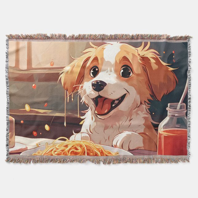 Hunde essen Spaghetti Decke (Vorderseite)