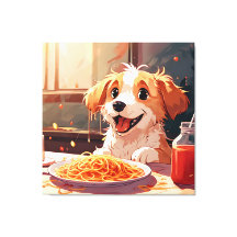 Hunde essen Spaghetti