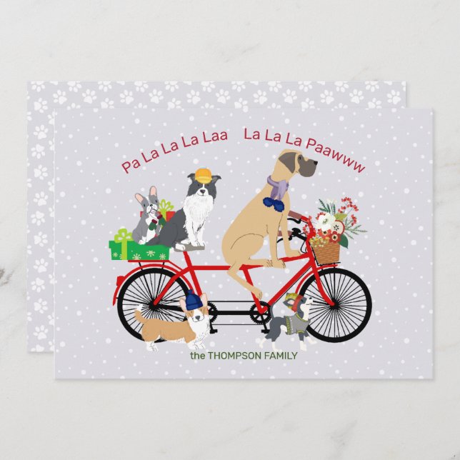 Hunde Fahrradfahren Präsentiert Weihnachten Karte (Vorne/Hinten)