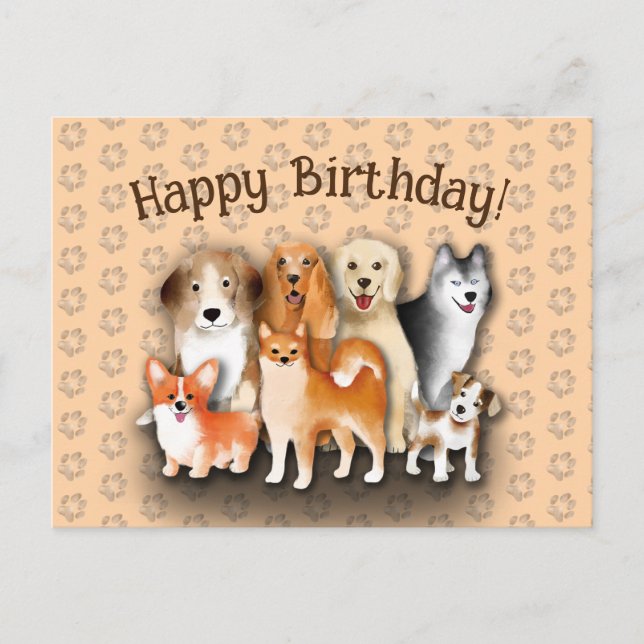 Hunde Familie glücklich Geburtstag Hund Footprint  Postkarte (Vorderseite)