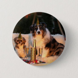 Hunde feiern neues Jahr Button