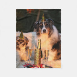 Hunde feiern neues Jahr Fleecedecke