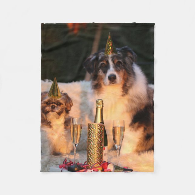 Hunde feiern neues Jahr Fleecedecke (Vorderseite)