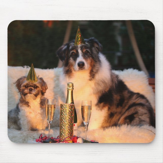 Hunde feiern neues Jahr Mousepad (Vorne)
