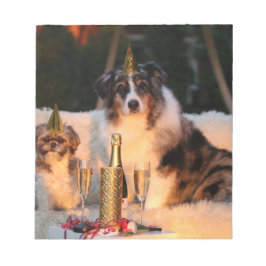 Hunde feiern neues Jahr Notizblock