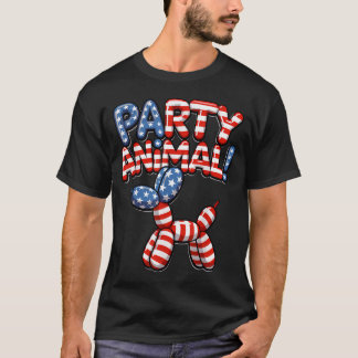 Hunde-Figur aus Luftballons mit amerikanischer Fla T-Shirt
