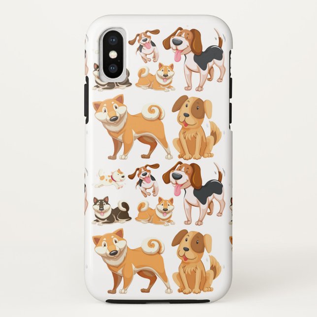 Hunde, Floppy-Ohren, Curly-Schwanz Case-Mate iPhone Hülle (The dogs include a mix of breeds, show casing their unique features!)