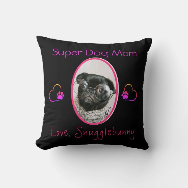 Hunde Foto Beste Hündin Mama je Heftpfeil Druck Kissen (Vorderseite)