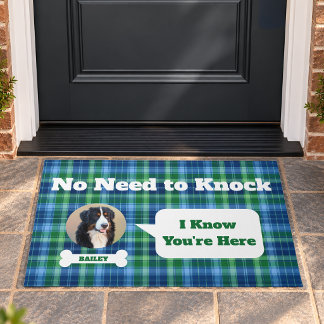 Hunde-Foto Blau Grün Tartan Kariert Keine Notwendi Fußmatte