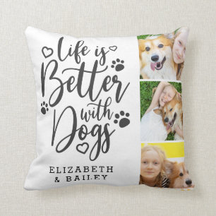 Hunde-Foto-Collage Leben ist besser mit Hunden Kissen