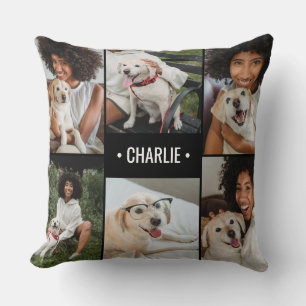 Hunde-Foto-Collage mit Monogramm Kissen