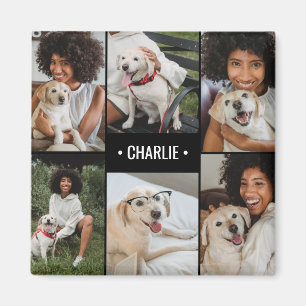 Hunde-Foto-Collage mit Monogramm Magnet