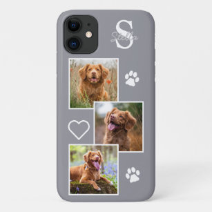 Hunde Foto Collage Monogramm Silver Gray Pet Case-Mate iPhone Hülle