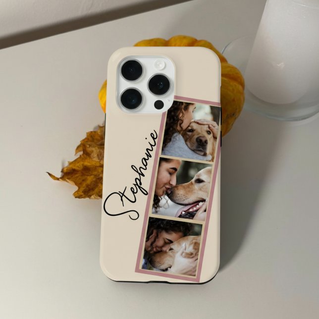 Hunde-Foto-Collage Name Creme Haustier  Case-Mate iPhone Hülle (Von Creator hochgeladen)