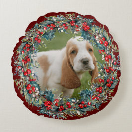 Hunde Foto Haustier Weihnachten niedlichen Weihnac Rundes Kissen