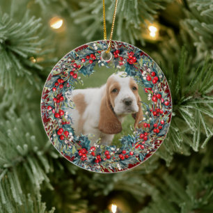 Hunde-Foto Haustier-Weihnachten süß  Weihnachts-Kr Keramik Ornament