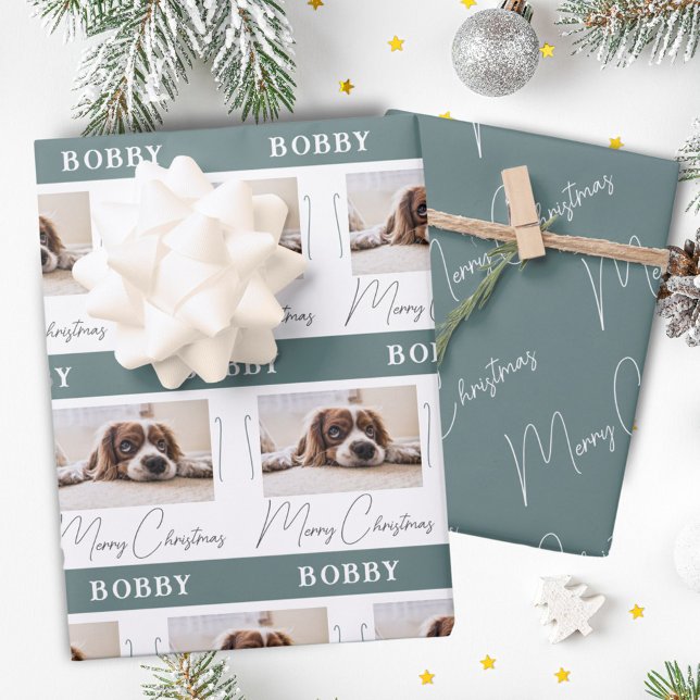 Hunde Foto Haustiere Familie Minimalistisch Frohe  Geschenkpapier Set (Von Creator hochgeladen)