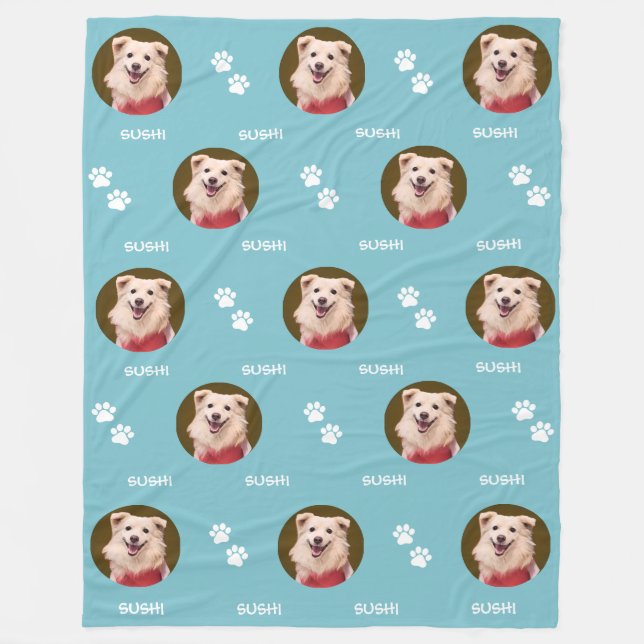 Hunde Foto Haustiername Paws Aquamarin Blue Fleece (Vorderseite)