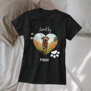 Hunde Foto Herz Liebe Pfoten Schwarz-weiß T-Shirt