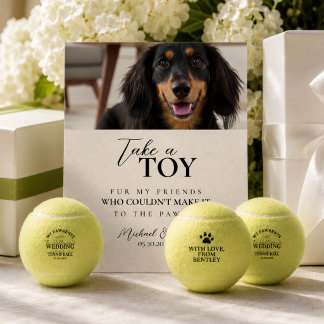 Hunde-Foto-Hochzeits-Tennisball-Gunstbezeugung Sockelschild