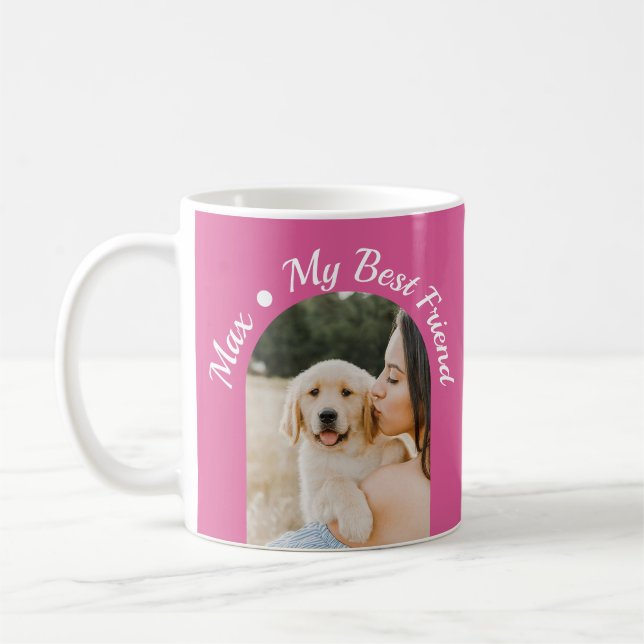 Hunde-Foto Mein Bester Freund Rosa Design Kaffeetasse (Links)