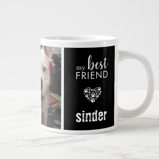 Hunde Foto mein bester Freund Schwarz Jumbo-Tasse (Rechts)