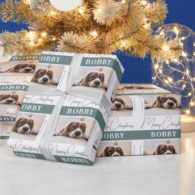Hunde Foto Minimalistisch Frohe Weihnachten Modern Geschenkpapier (Feiertage)
