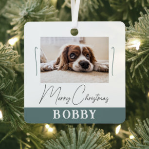 Hunde Foto Minimalistisch Frohe Weihnachten Ornament Aus Metall
