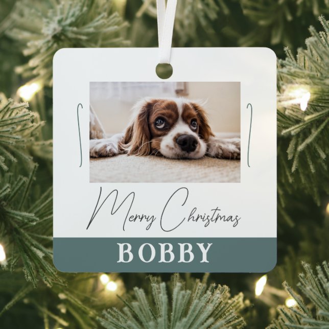 Hunde Foto Minimalistisch Frohe Weihnachten Ornament Aus Metall (InSitu)