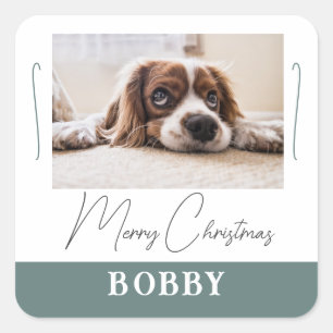 Hunde Foto Minimalistisch Frohe Weihnachten Quadratischer Aufkleber