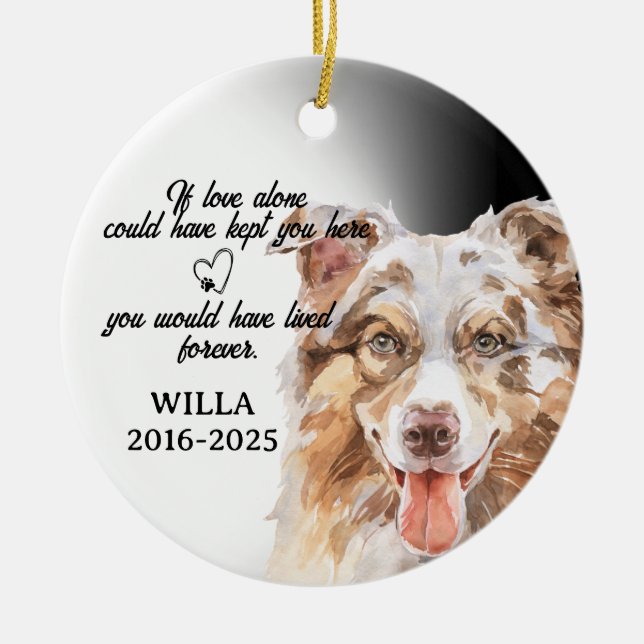 Hunde-Foto-Ornament, Hundedenken, Australischer  Keramik Ornament (Vorne)