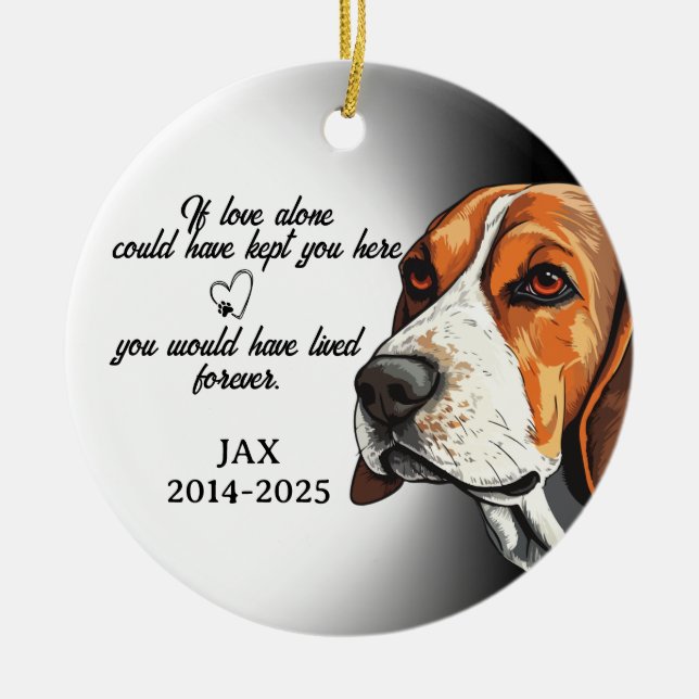 Hunde-Foto-Ornament, Hundedenken, Beagle. Keramik Ornament (Vorne)