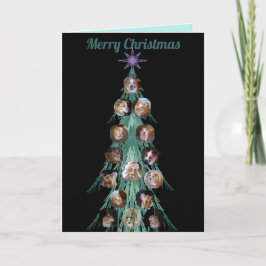 Hunde Foto Ornamente auf Fraktal Tree Black Feiertagskarte