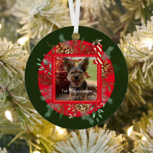 Hunde Foto, Personalisiert, Erste Weihnachten Ornament Aus Metall