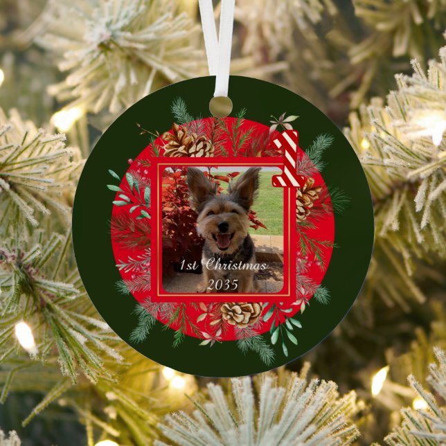 Hunde Foto, Personalisiert, Erste Weihnachten Ornament Aus Metall (InSitu)