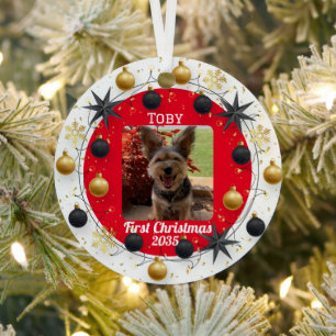 Hunde Foto, Personalisiert, Erste Weihnachten Ornament Aus Metall