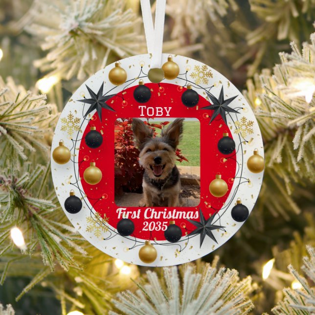 Hunde Foto, Personalisiert, Erste Weihnachten Ornament Aus Metall (InSitu)