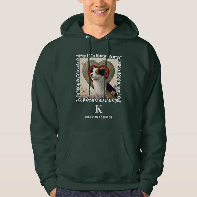 Hunde-Foto-Pfeile drucken Monogramm und geben Pers Hoodie (Vorderseite)
