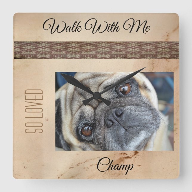 Hunde-Foto Quadratische Wanduhr (Vorderseite)
