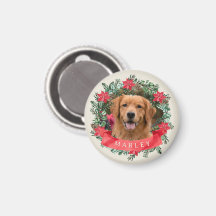 Hunde-Foto und Name Poinsettia-Kranz Weihnachtsges