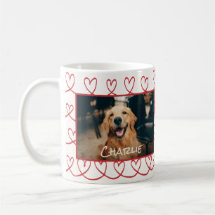Hunde Foto und Name Red Hand Gezeichnet Herz Muste Kaffeetasse