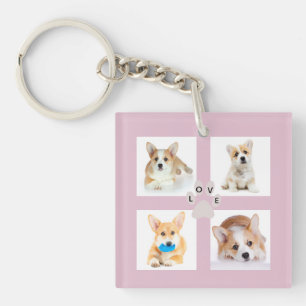 Hunde-Foto und Pfotenabdruck College 4 Instagram-B Schlüsselanhänger