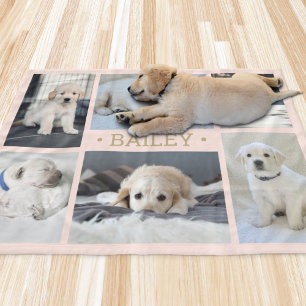 Hunde-Fotocollage Süß Einfach Rosafarben und Gold Fleecedecke
