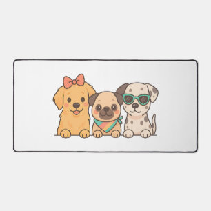 Hunde Freunde � Süßes Trio von Hunden im Pastell-S Schreibtischunterlage