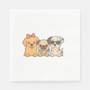 Hunde Freunde - Süßes Trio von Hunden im Pastellst Serviette