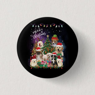Hunde frohe Weihnachtslicht Button