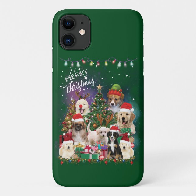 Hunde frohe Weihnachtslicht Case-Mate iPhone Hülle (Rückseite)