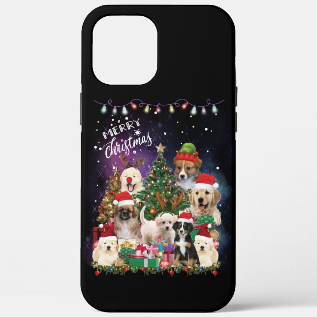 Hunde frohe Weihnachtslicht Case-Mate iPhone Hülle (Rückseite)