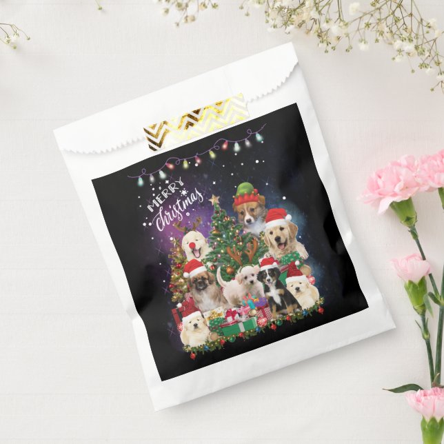 Hunde frohe Weihnachtslicht Geschenktütchen (Versiegelt)